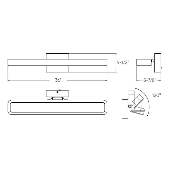 Aria 36-Inch Rectangular Swivel Vanity Wall Sconce